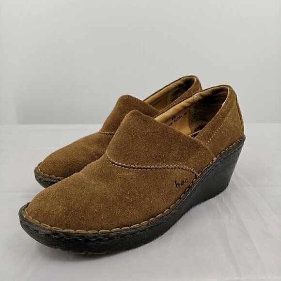 Born Concept Women's 8 Brown Leather Clogs with Cushioned Arch Exposed Stitch - Picture 4 of 8